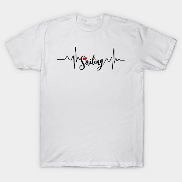 Sailing Heartbeat Funny boat T-Shirt by Sailfaster Designs